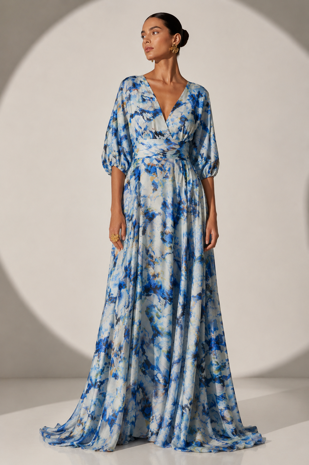 Vestido Zaitun Plumas Azules