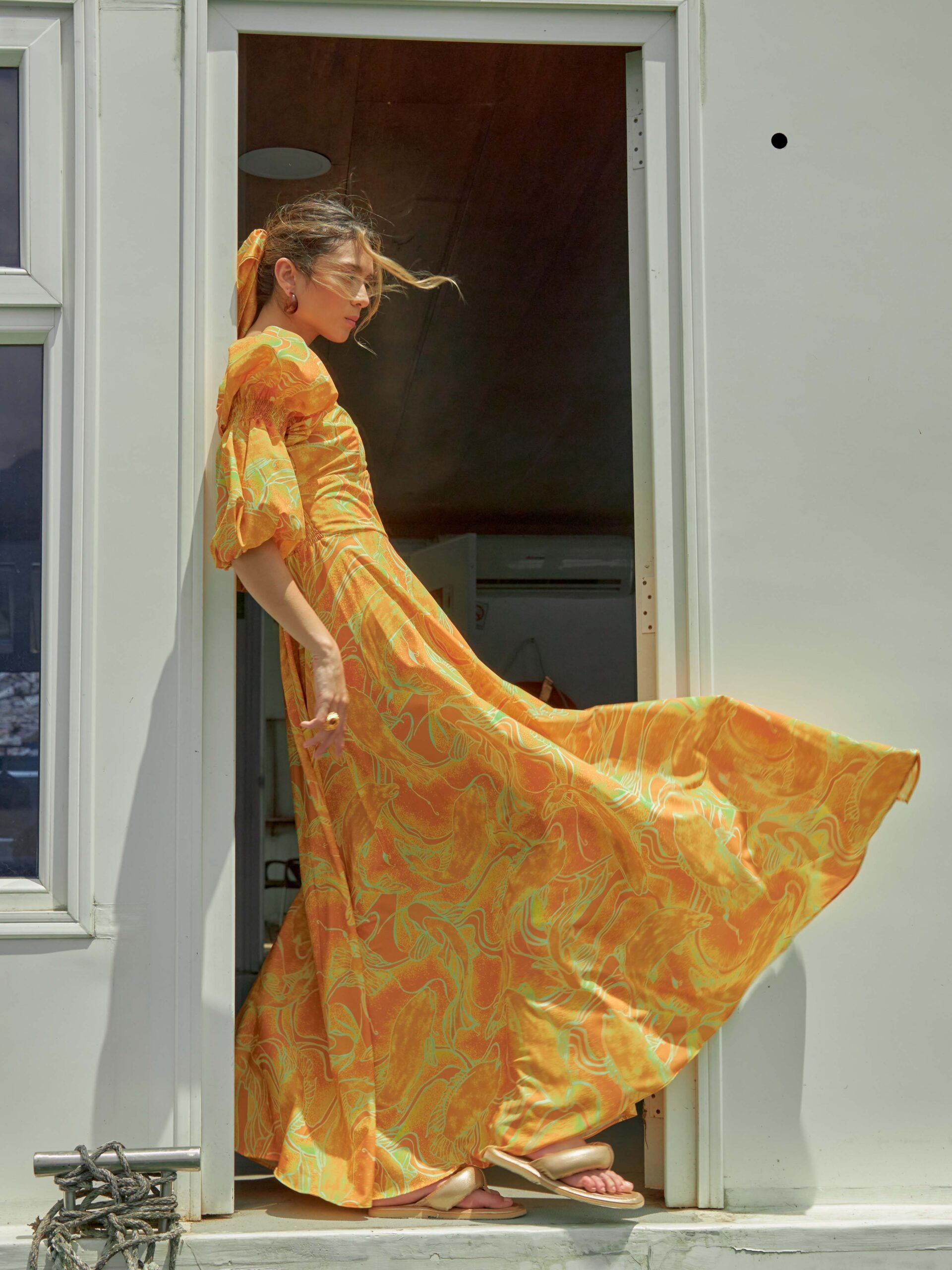 Vestido Victoria Peces Tonos Amarillos