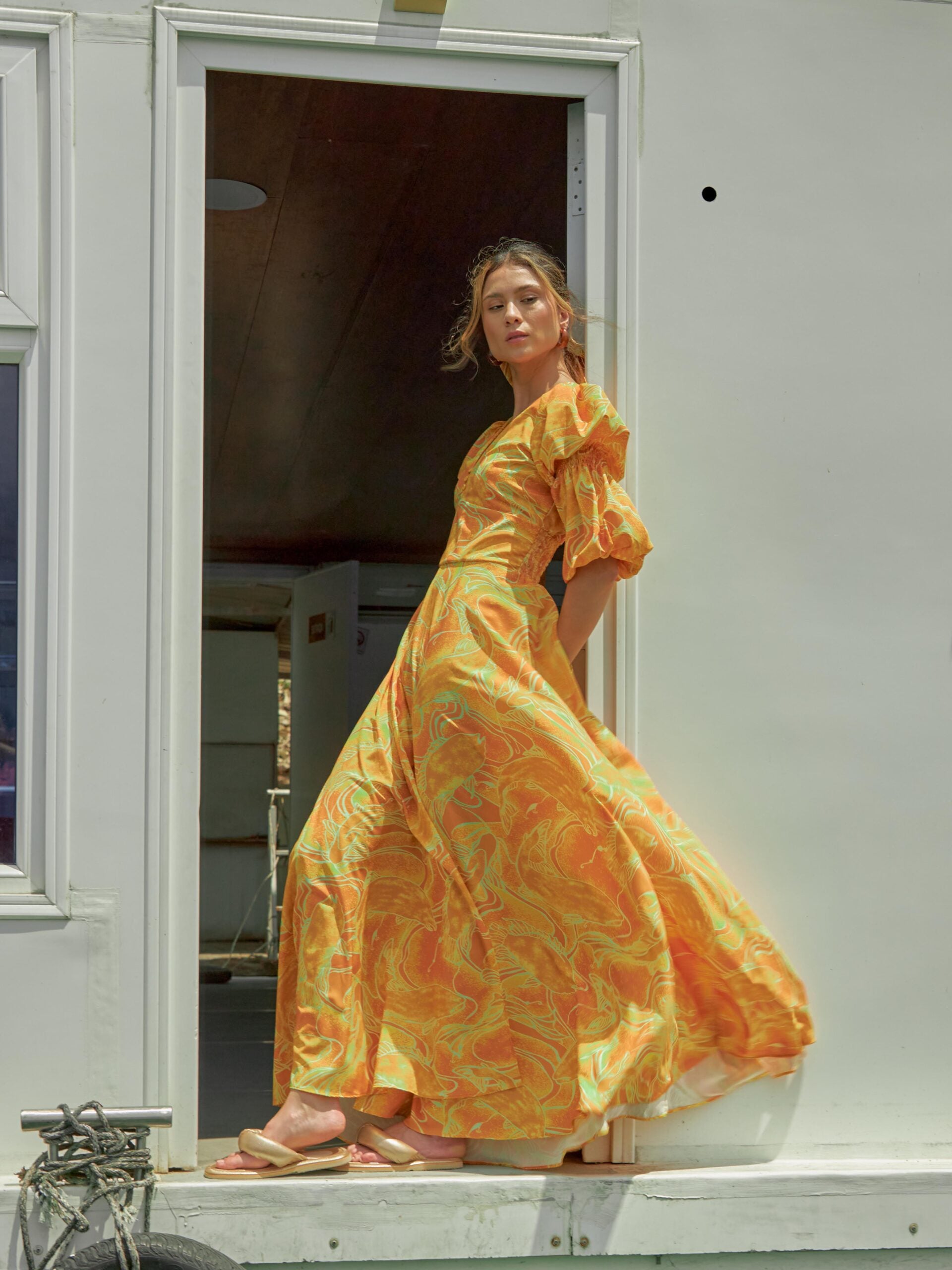 Vestido Victoria Peces Tonos Amarillos