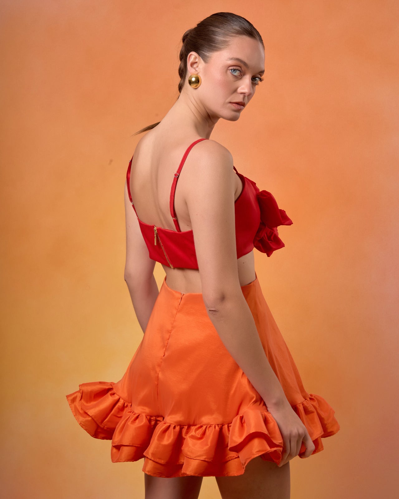 Vestido Manizales Rojo Y Naranja
