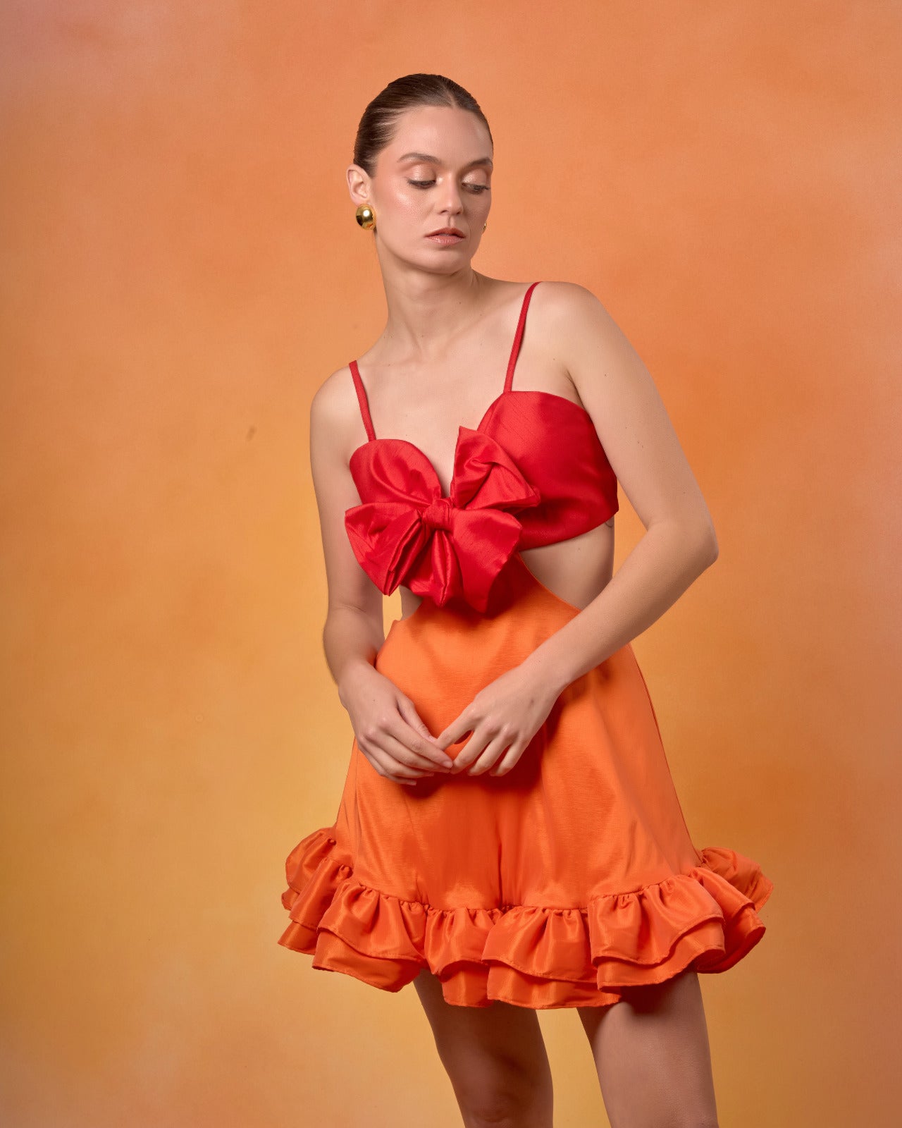 Vestido Manizales Rojo Y Naranja