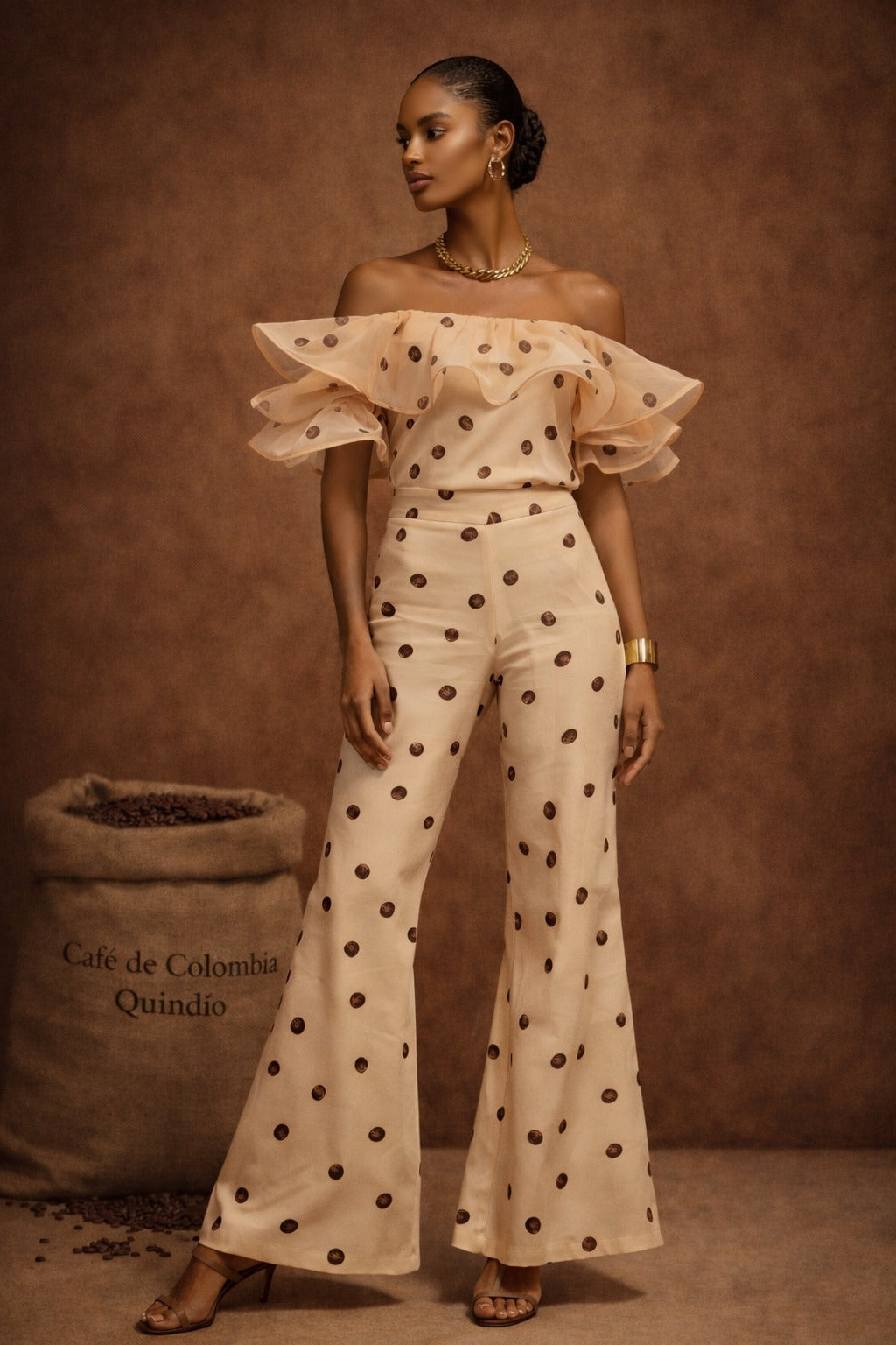Blusa Salamina Coffee Dots
