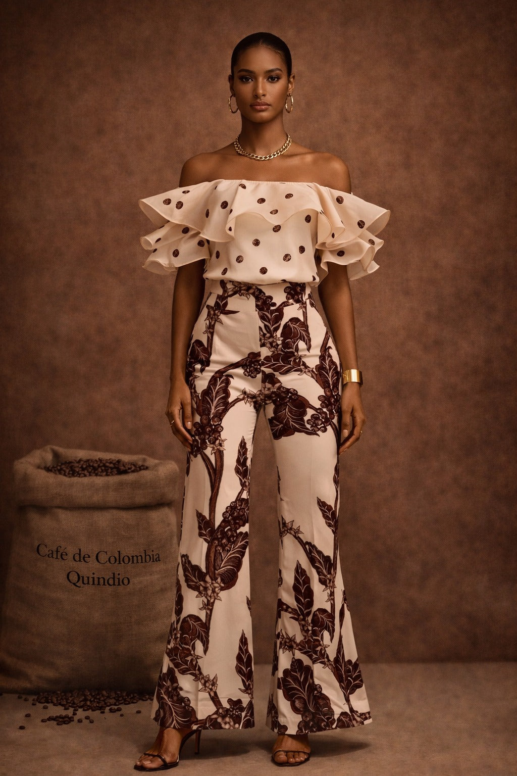 Blusa Salamina Coffee Dots