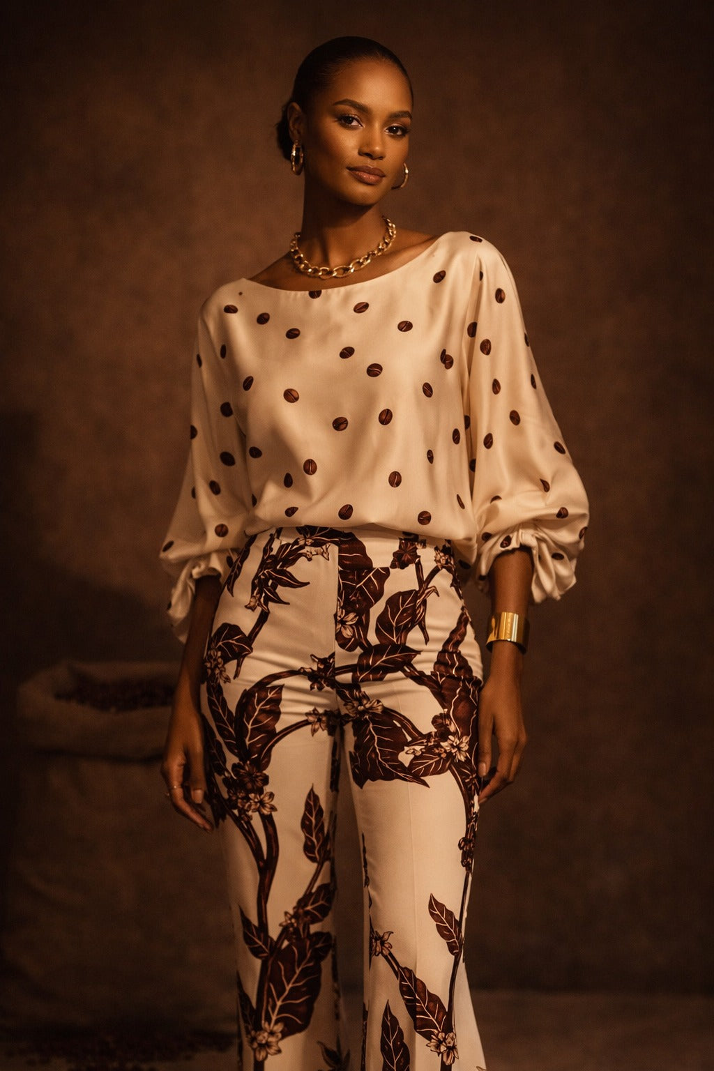 Blusa Exitosa Coffee Dots
