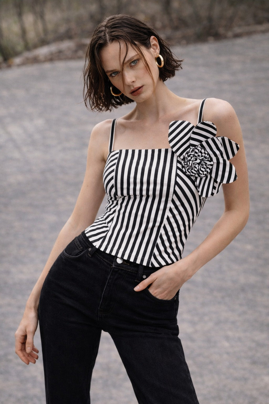 Top Berlim Rayas Negro