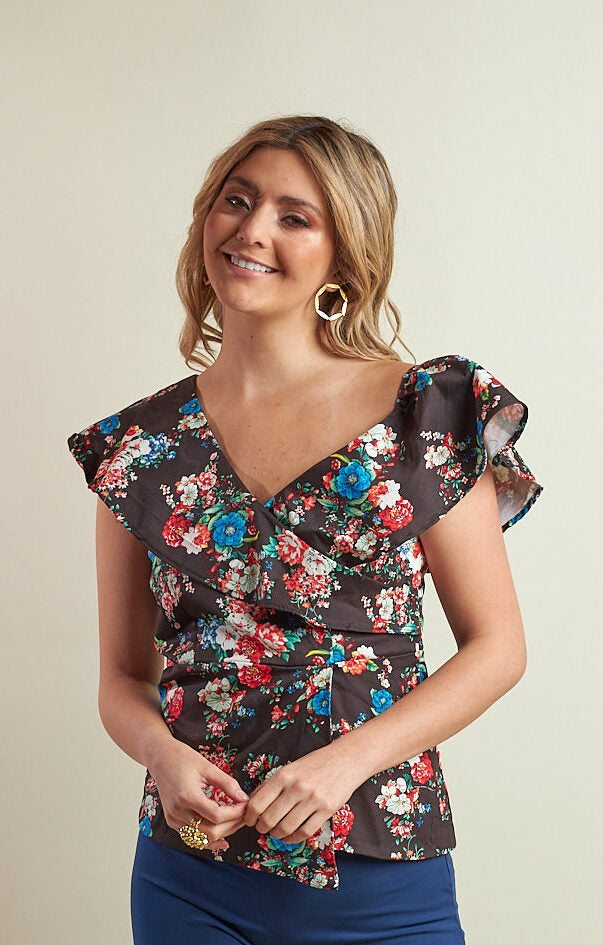 Blusa Alika Estampado Negro Flores