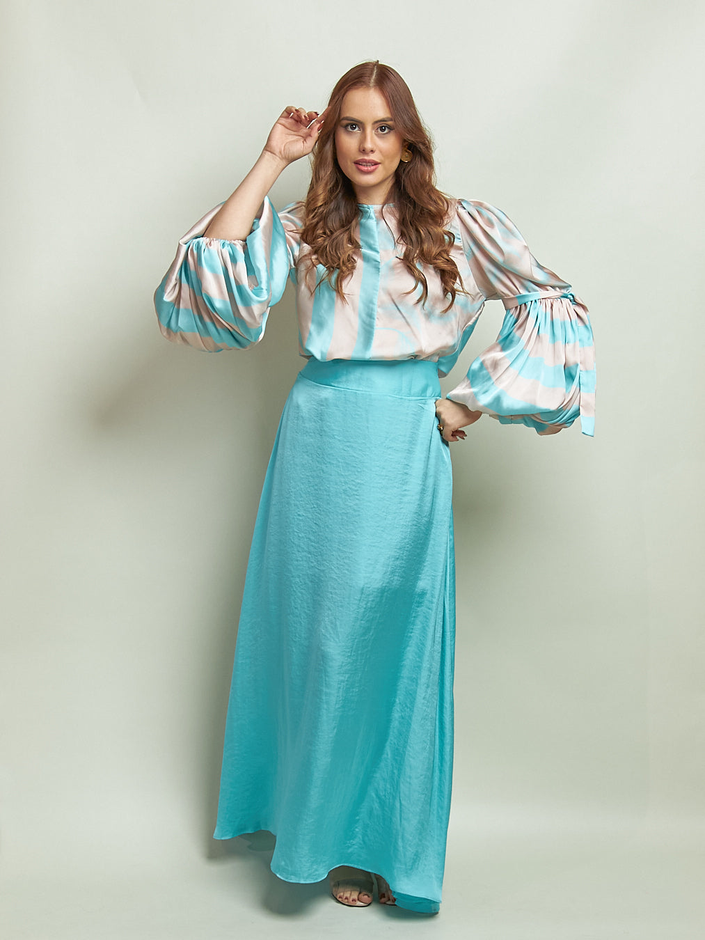 Blusa Cantor Rayas Turquesa