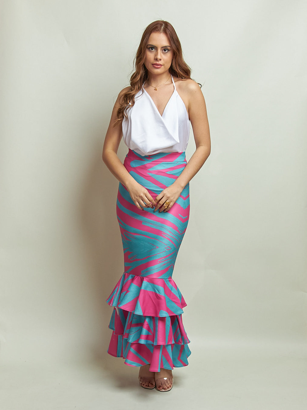Falda Alesia Techo Fucsia+Turquesa