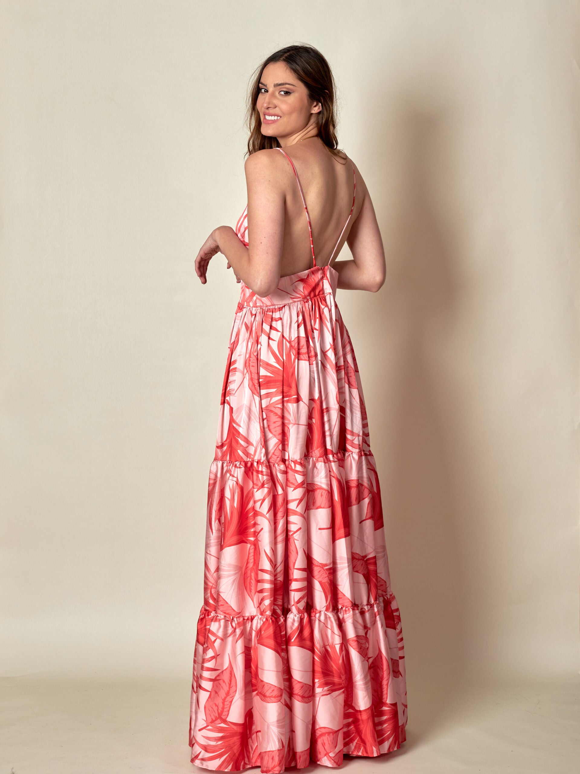 Vestido Rinchi Estampado Flores Rojas