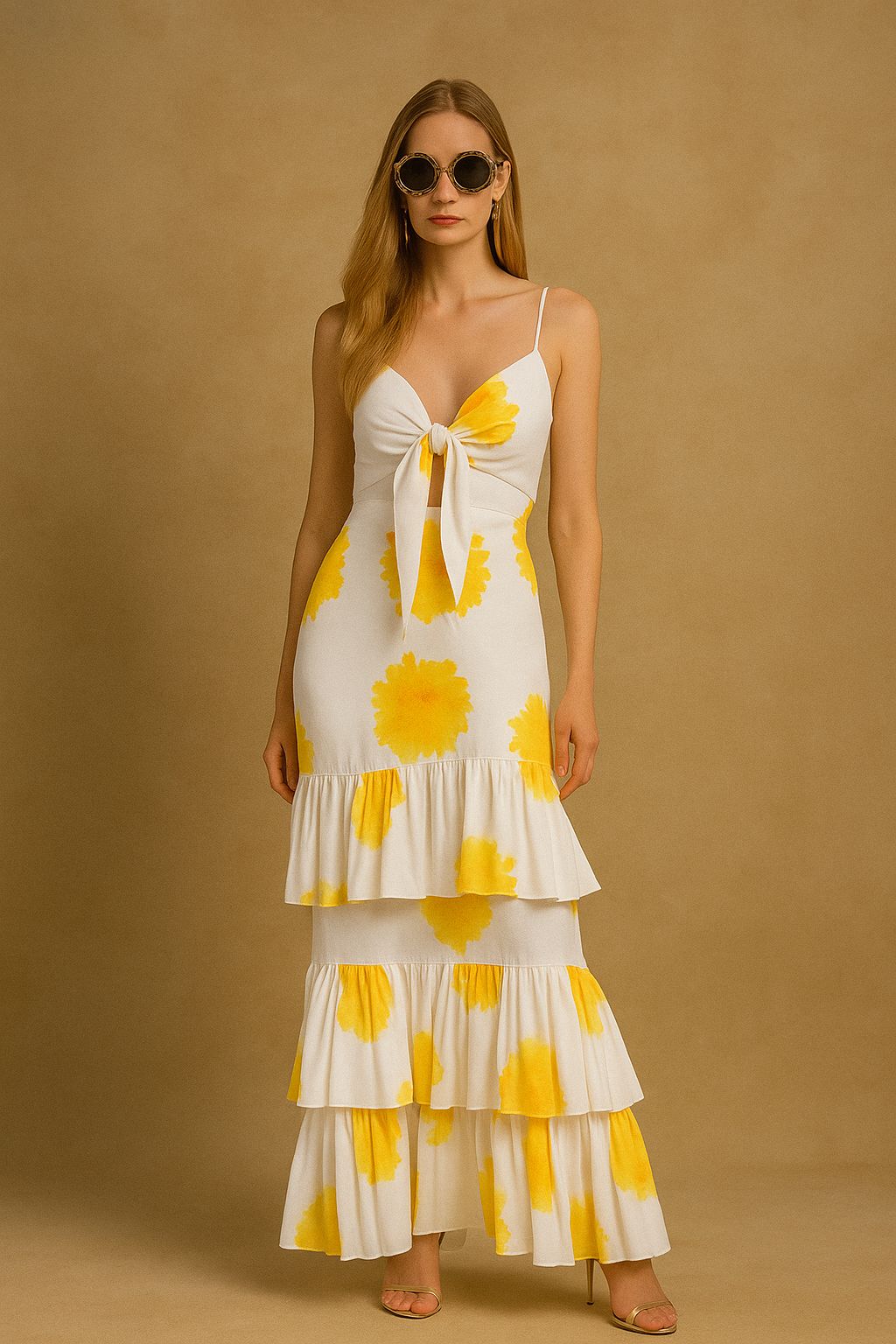 Vestido Mitamu Flor Amarillo F Blanco